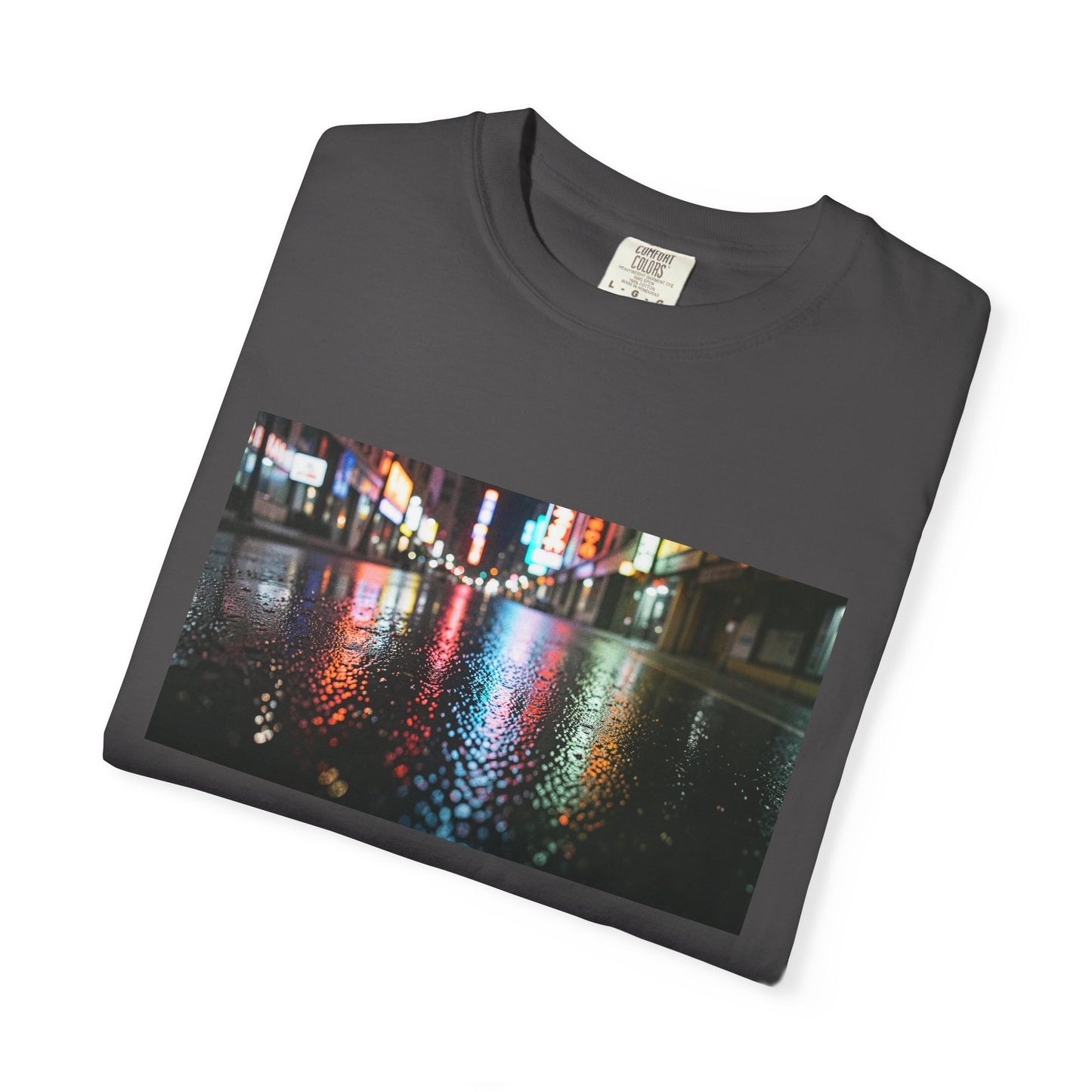 Close-Up Of A Rain-Slicked Asphalt Road At Night R | Custom