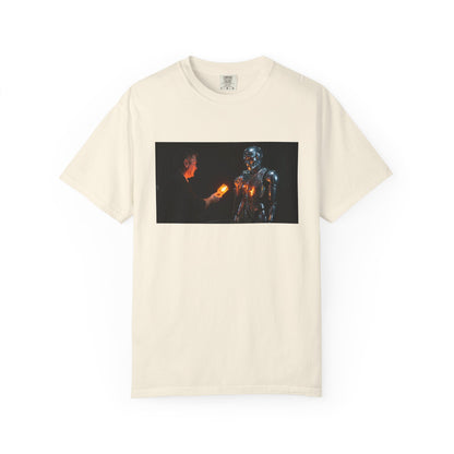 A Human Offering A Glowing Orange Vacuum Tube To A | Custom