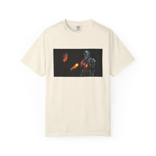 A Human Offering A Glowing Orange Vacuum Tube To A | Custom