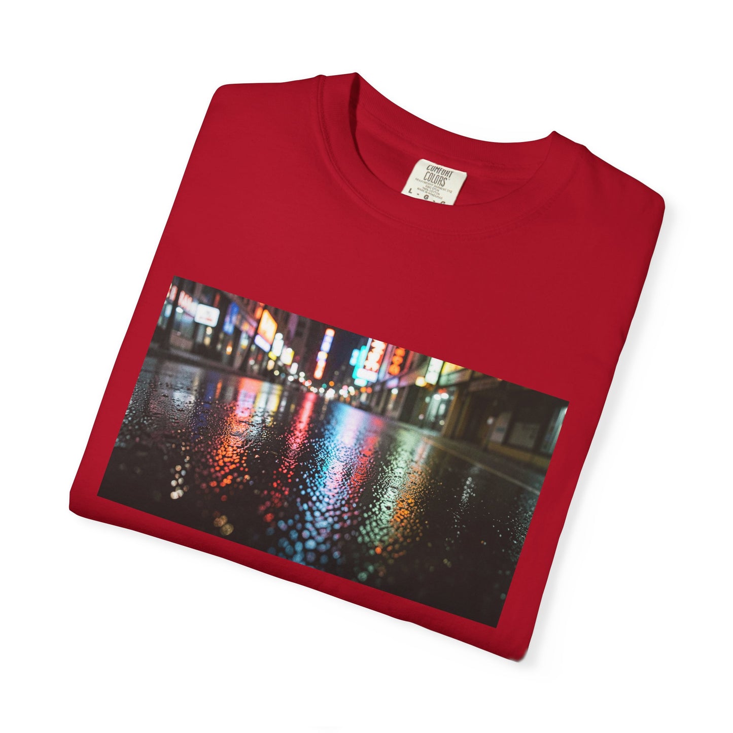 Close-Up Of A Rain-Slicked Asphalt Road At Night R | Custom
