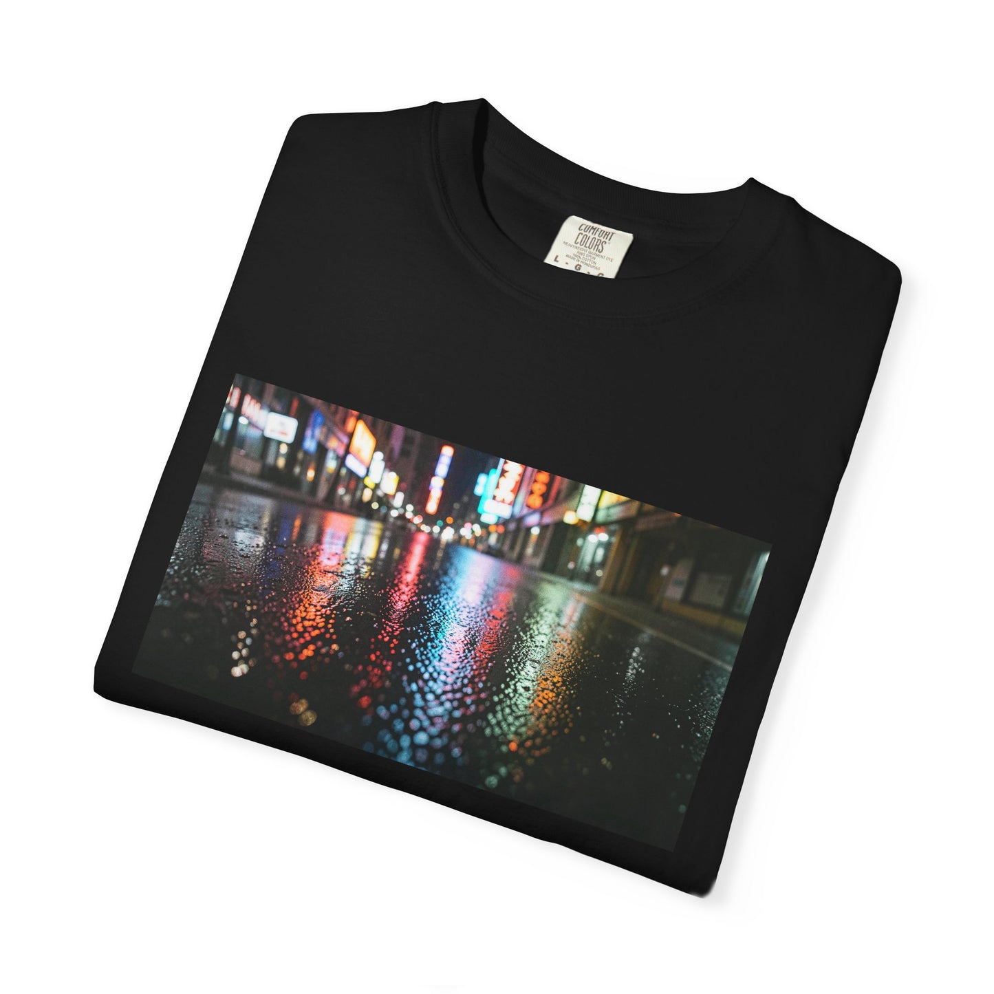 Close-Up Of A Rain-Slicked Asphalt Road At Night R | Custom