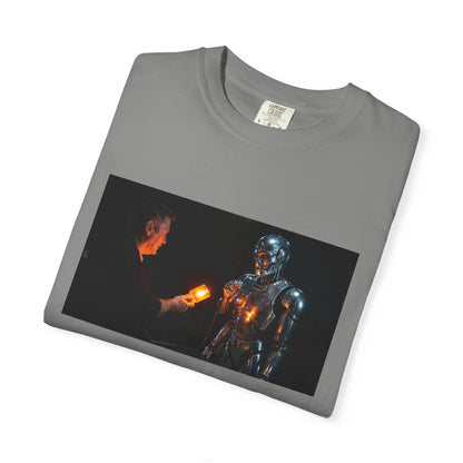 A Human Offering A Glowing Orange Vacuum Tube To A | Custom