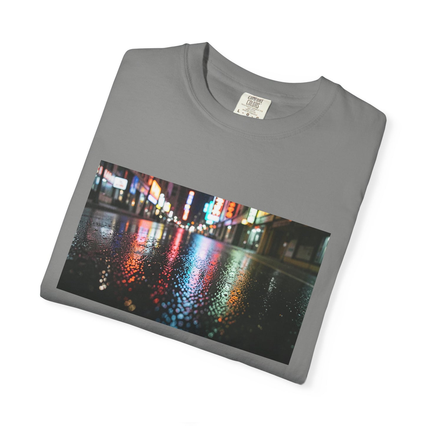 Close-Up Of A Rain-Slicked Asphalt Road At Night R | Custom