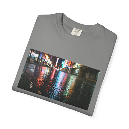 Close-Up Of A Rain-Slicked Asphalt Road At Night R | Custom