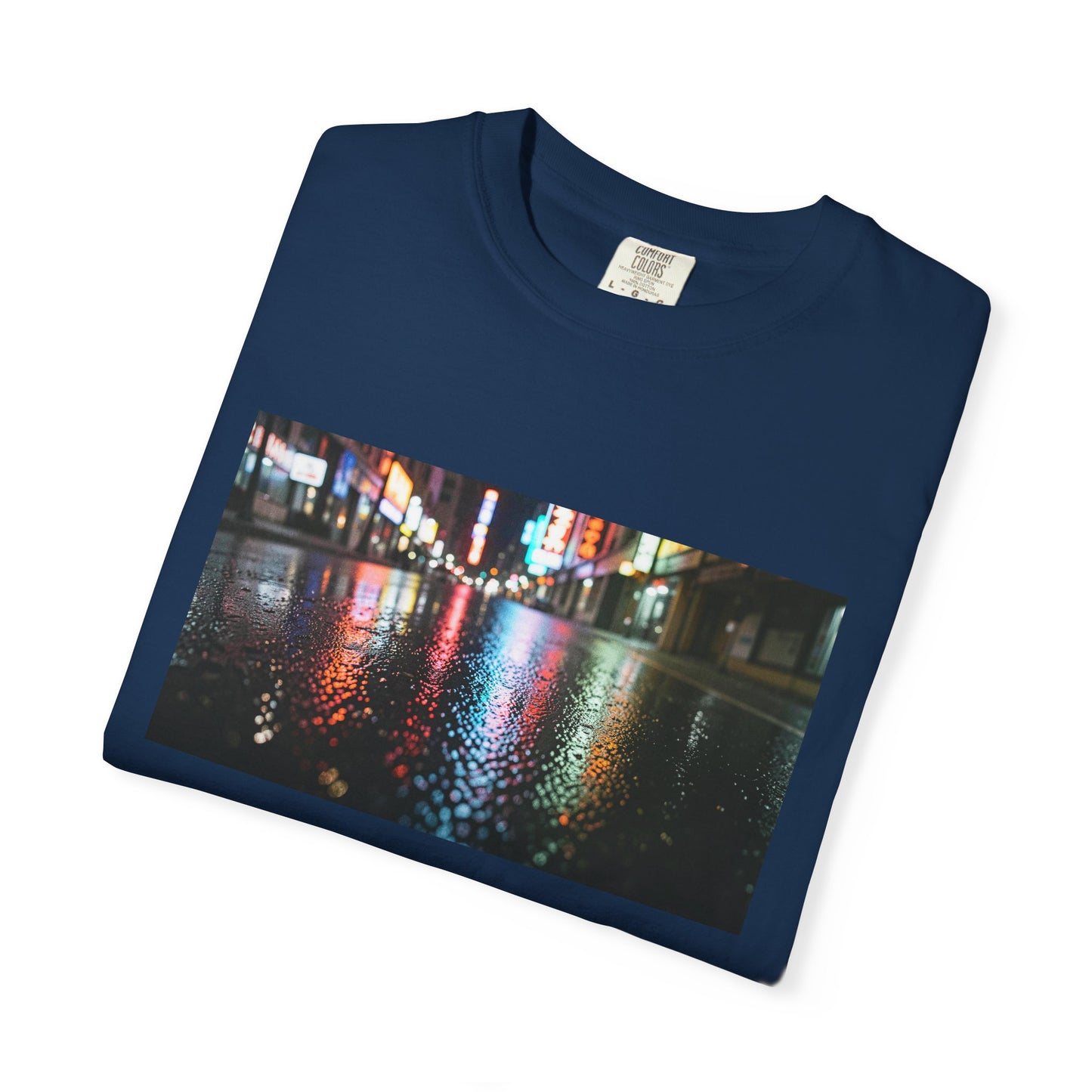 Close-Up Of A Rain-Slicked Asphalt Road At Night R | Custom