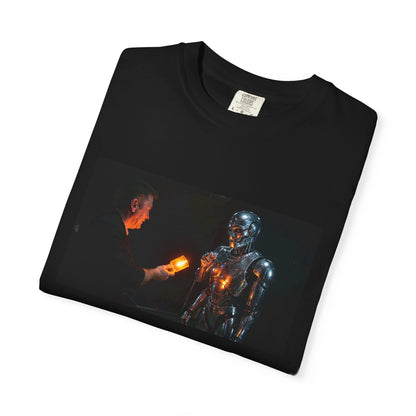 A Human Offering A Glowing Orange Vacuum Tube To A | Custom